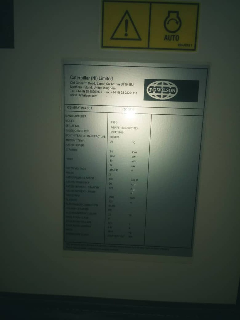 مولد بيركنز اف جي ولسون كاتم صوت FG WILSON P88-3 88KVA/70.4KW